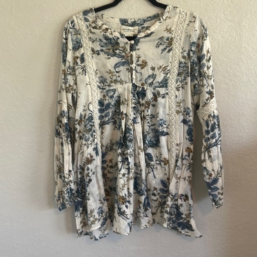 Ralph Lauren Denim & Supply Tunic, 100% cotton, Cream with Floral Print, Sz. M
